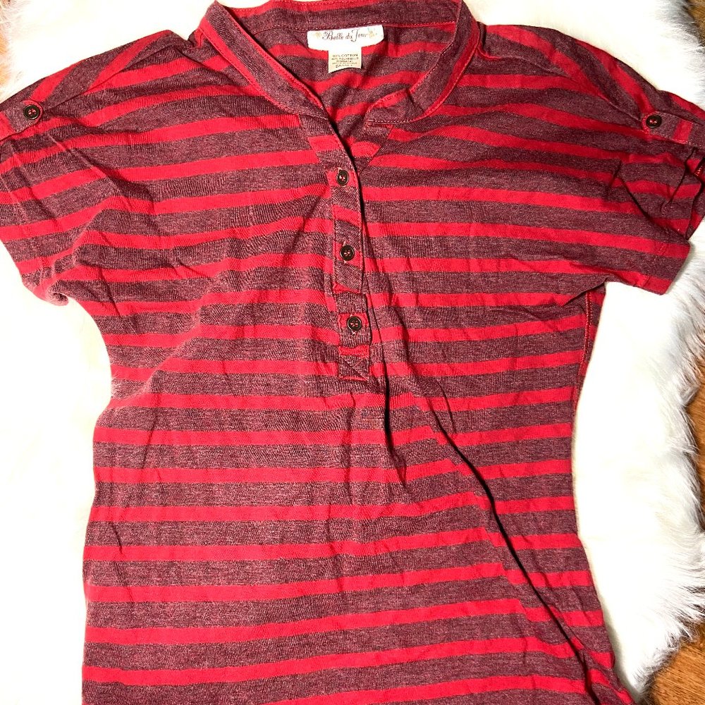 red strip henley top small